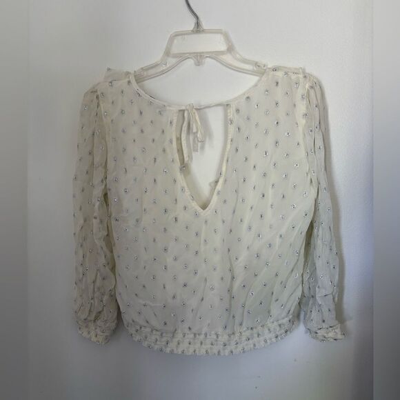 Abercrombie long sleeve metallic print  wrap top with ruffle detail S - Picture 14 of 14